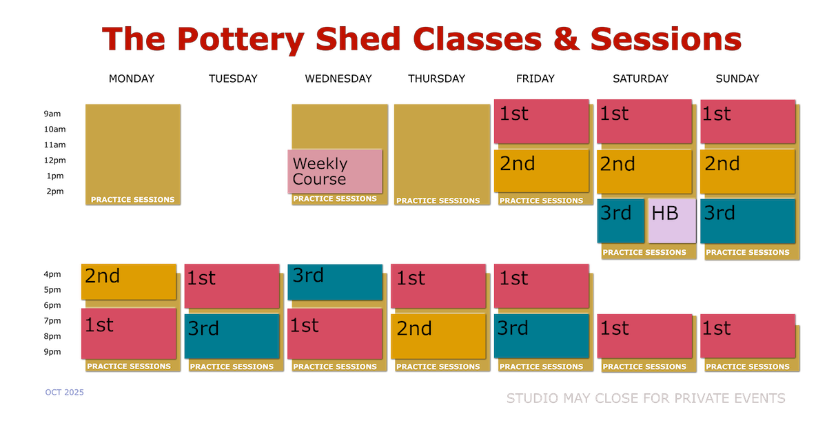Weekly Class and Session Schedule